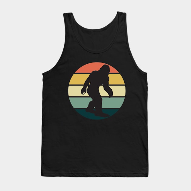 Big Foot in a retro sunset circle Tank Top by Don’t Care Co